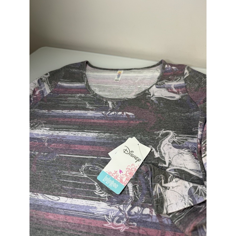 Disney LuLaRoe Lynnae Long Sleeve Shirt Dragons Striped Size Small New With Tag